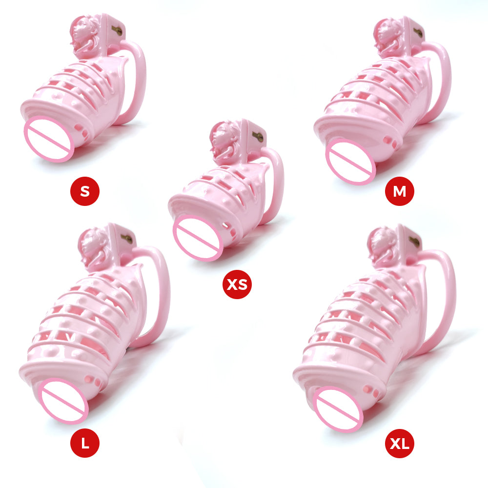 Pink Spiked BDSM Cock Cage Sissy Chastity Devices - KeepMeLocked