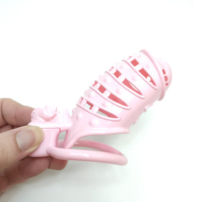 Pink Spiked BDSM Cock Cage Sissy Chastity Devices - KeepMeLocked