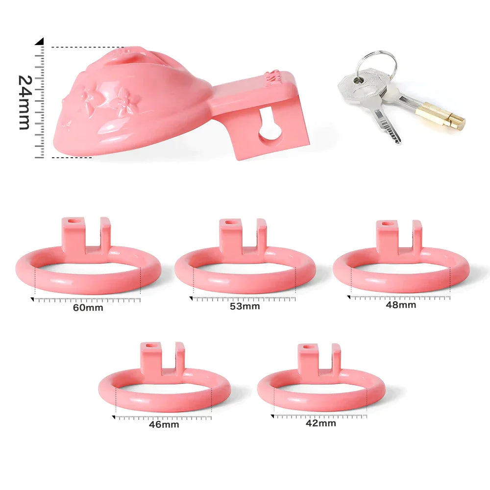 pink chastity cage in vagina shape