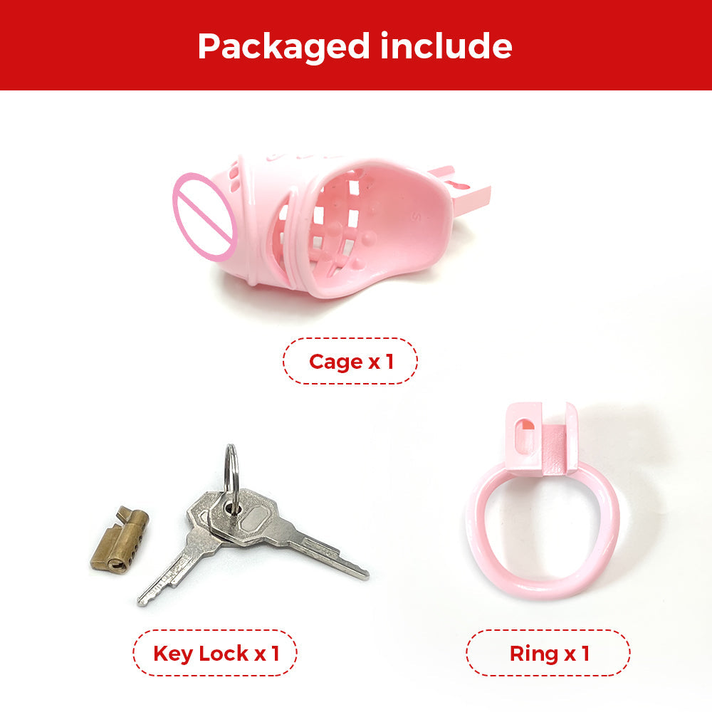 Pink Spiked BDSM Cock Cage Sissy Chastity Devices - KeepMeLocked