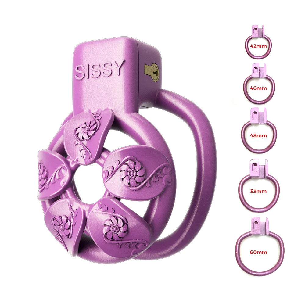 Purple Flower Chastity Cage For Sissy