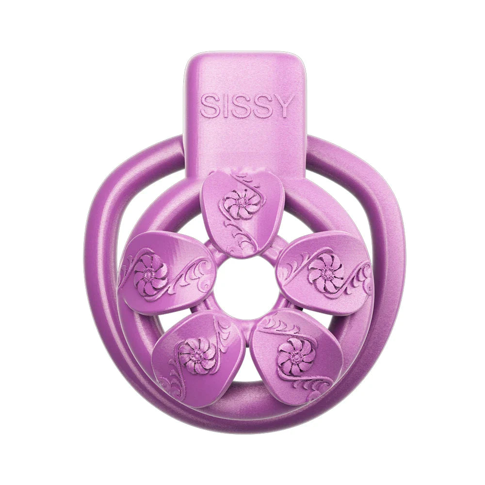 Purple Flower Flat Chastity Cage For Sissy