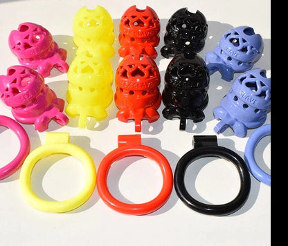 5 Colors Small Plastic Chastity Cage with 4 Sizes Penis Rings Sex Slave BDSM Toy Chastity Device