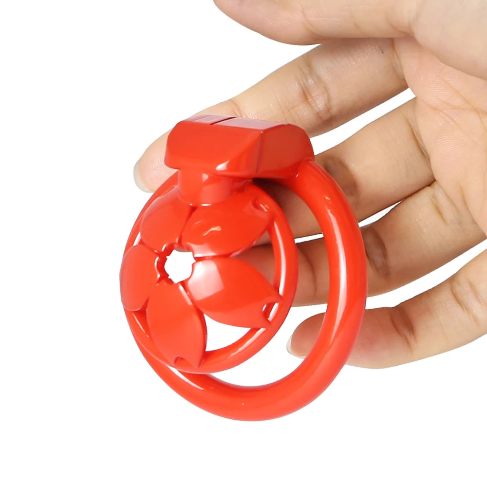 Small Flat Lightweight 3D Printed Sakura Resin Chastity Cage