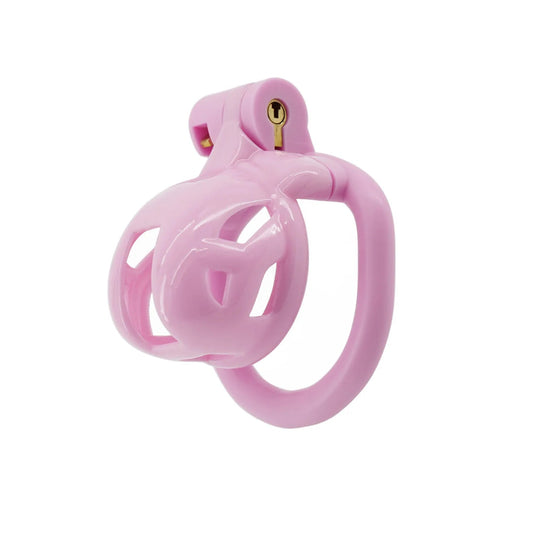 Pink Mini Cobra Chastity Cage with 4 Size Penis Rings - KeepMeLocked