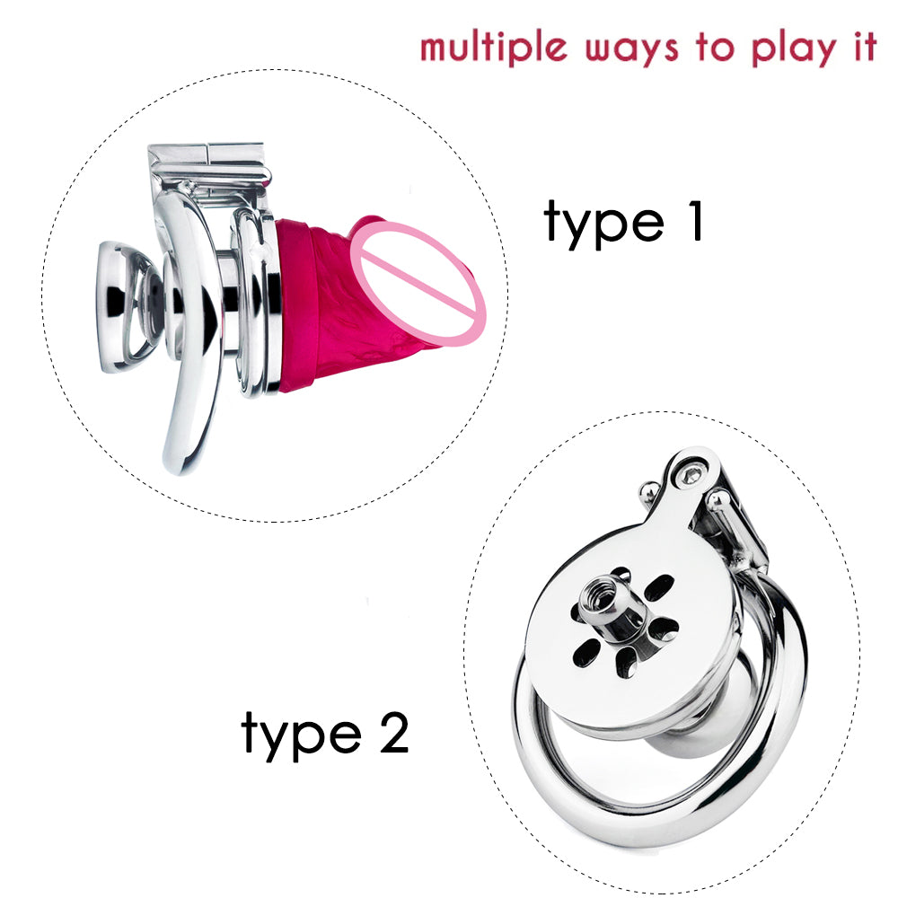 Metal Negative Chastity Cage With Inverted Cylinder and Removable Dild ...