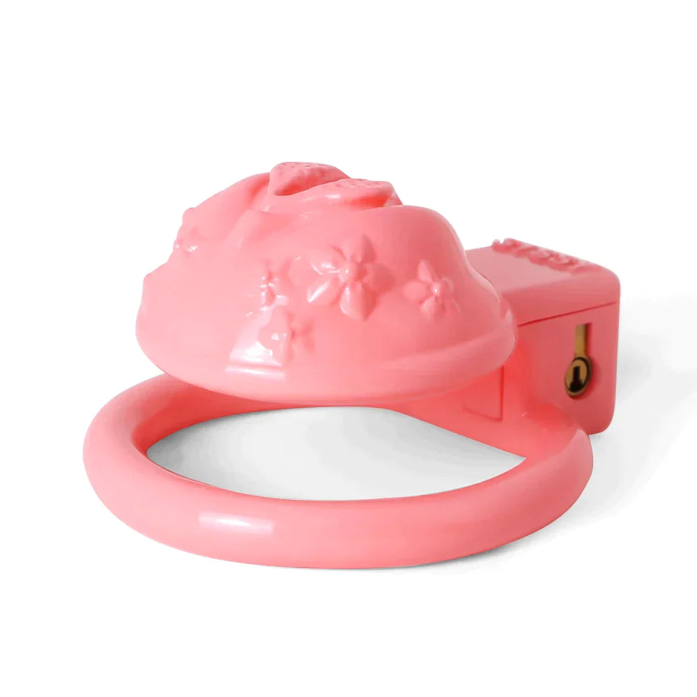 small pink chastity cage in vagina shape