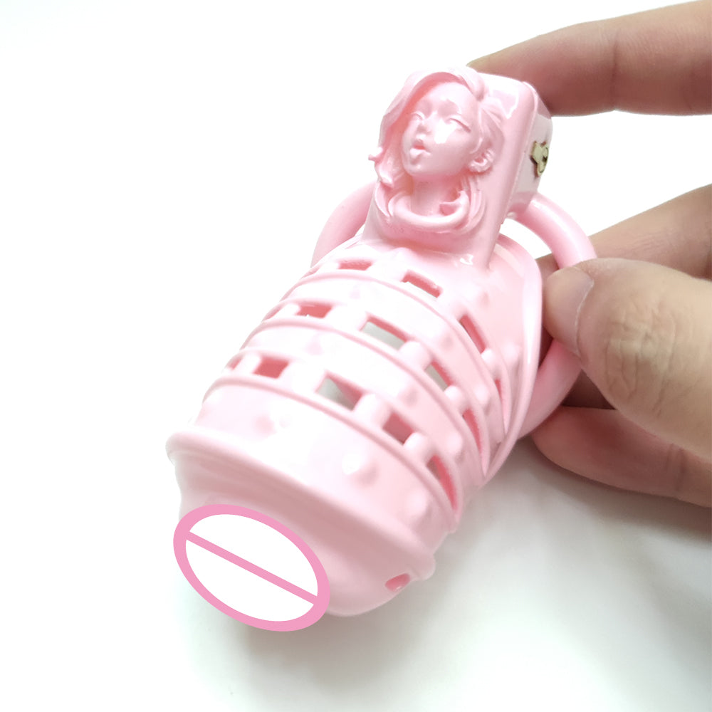 Pink Spiked BDSM Cock Cage Sissy Chastity Devices - KeepMeLocked