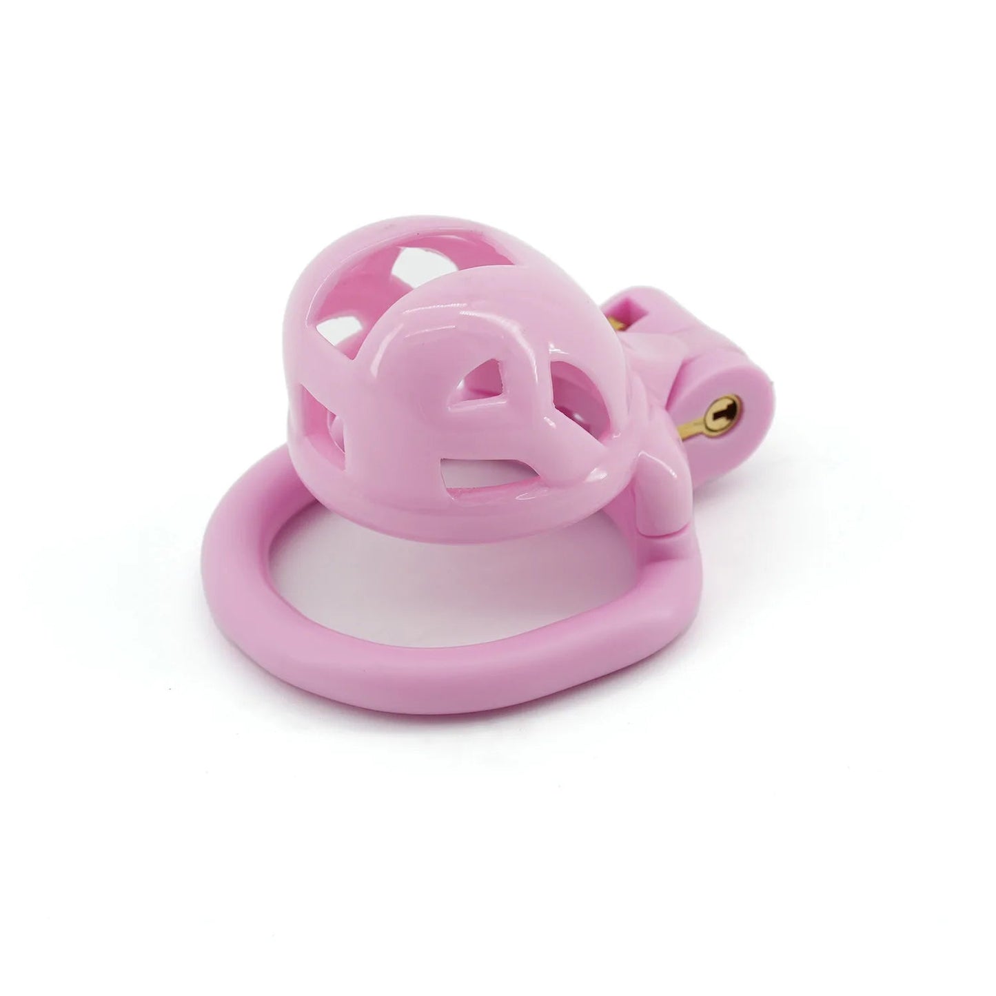 Pink Mini Cobra Chastity Cage with 4 Size Penis Rings - KeepMeLocked