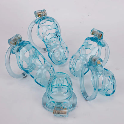 3D Printed Ice Blue Resin Cobra Chastity Cage