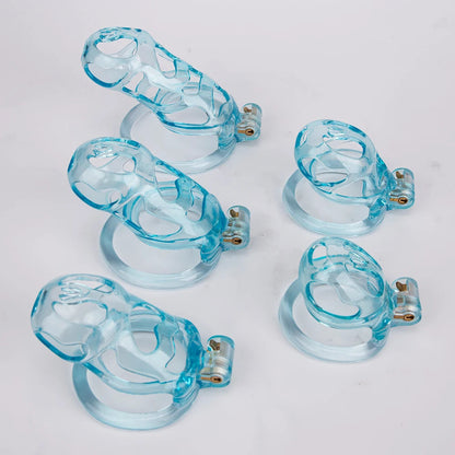 3D Printed Ice Blue Cobra Chastity Cage Lightweight Resin Cock Cage