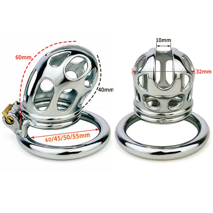 Stainless steel cobra chastity cage for men