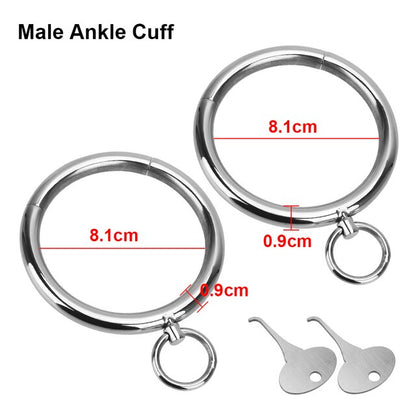 Metal Bondage Restraints Set: Stainless Steel Handcuffs, Wrist and Ankle Cuffs, Neck Collar for BDSM Slave Role Play - ChastityBondage