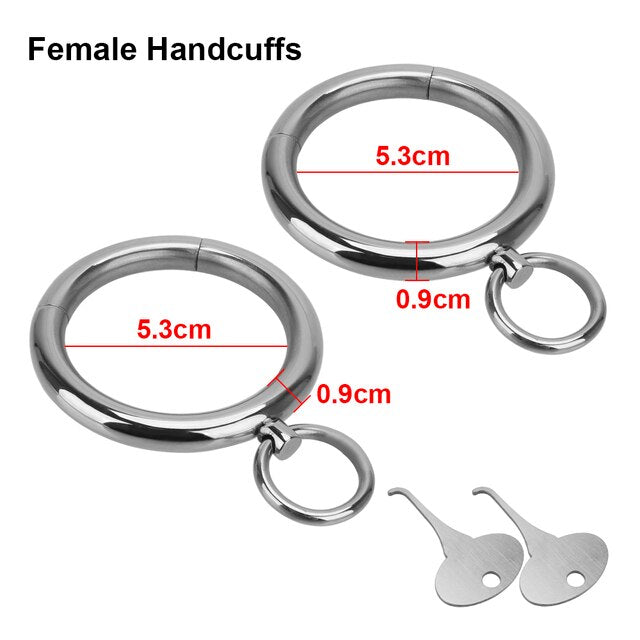 Metal Bondage Restraints Set: Stainless Steel Handcuffs, Wrist and Ankle Cuffs, Neck Collar for BDSM Slave Role Play - ChastityBondage