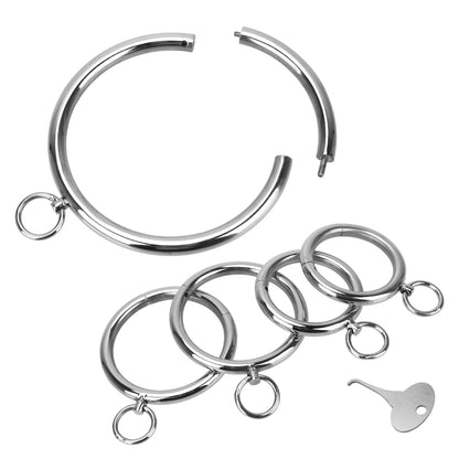 Metal Bondage Restraints Set: Stainless Steel Handcuffs, Wrist and Ankle Cuffs, Neck Collar for BDSM Slave Role Play - ChastityBondage