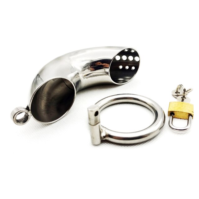 Men's Stainless Steel Chastity Device: Lockable Full Closed Cock Cage Belt with Penis Rings Sleeve for Adult BDSM Play - ChastityBondage