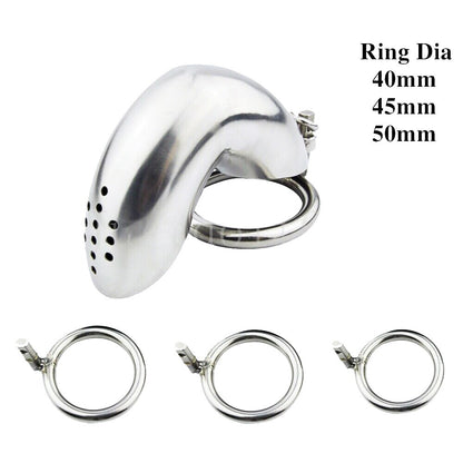 Men's Stainless Steel Chastity Device: Lockable Full Closed Cock Cage Belt with Penis Rings Sleeve for Adult BDSM Play - ChastityBondage