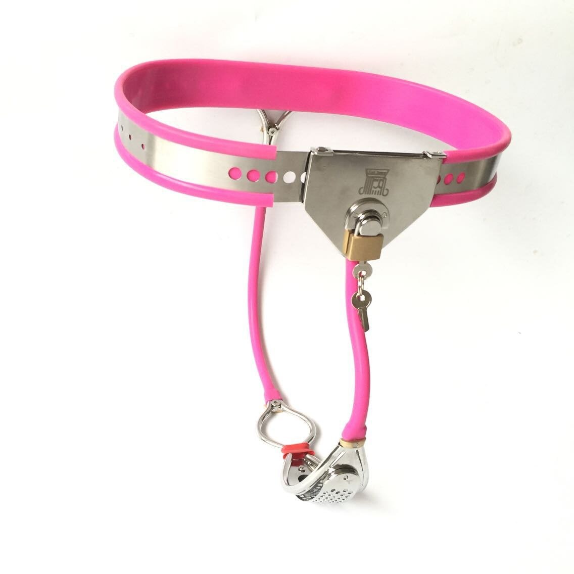 Stainless Steel Female Chastity Belt with Anus Ring and Silicone Liner - ChastityBondage