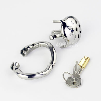 Tiny Chastity Cage with Catheter For Men - Stainless Steel Cock Cage –  ChastityBondage