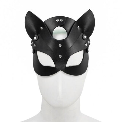 BDSM Animal Ears Harness Mask: Unisex PU Leather Restraint for Erotic Slave Play - ChastityBondage