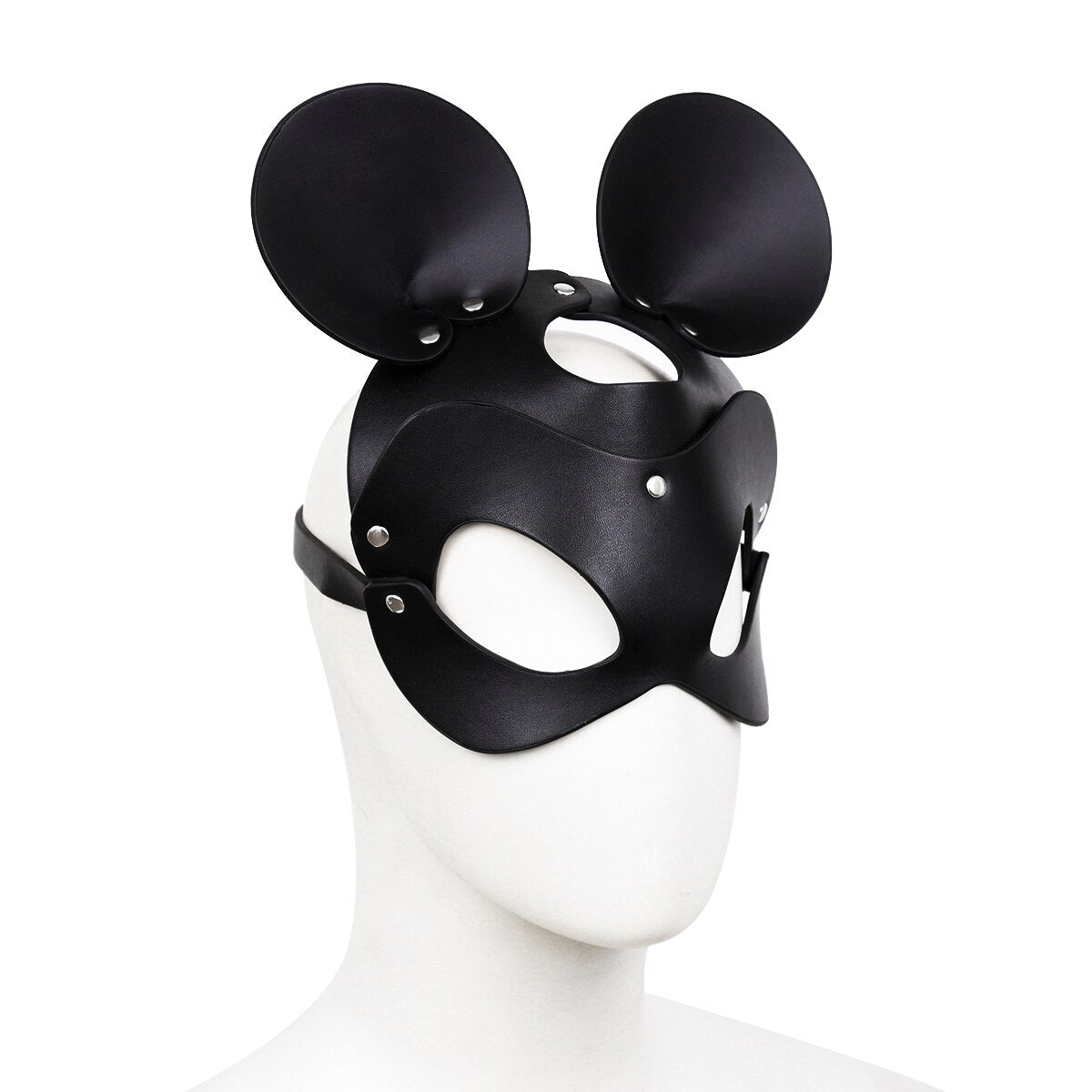 BDSM Animal Ears Harness Mask: Unisex PU Leather Restraint for Erotic Slave Play - ChastityBondage