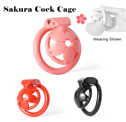 Small Flat Lightweight 3D Printed Sakura Resin Chastity Cage
